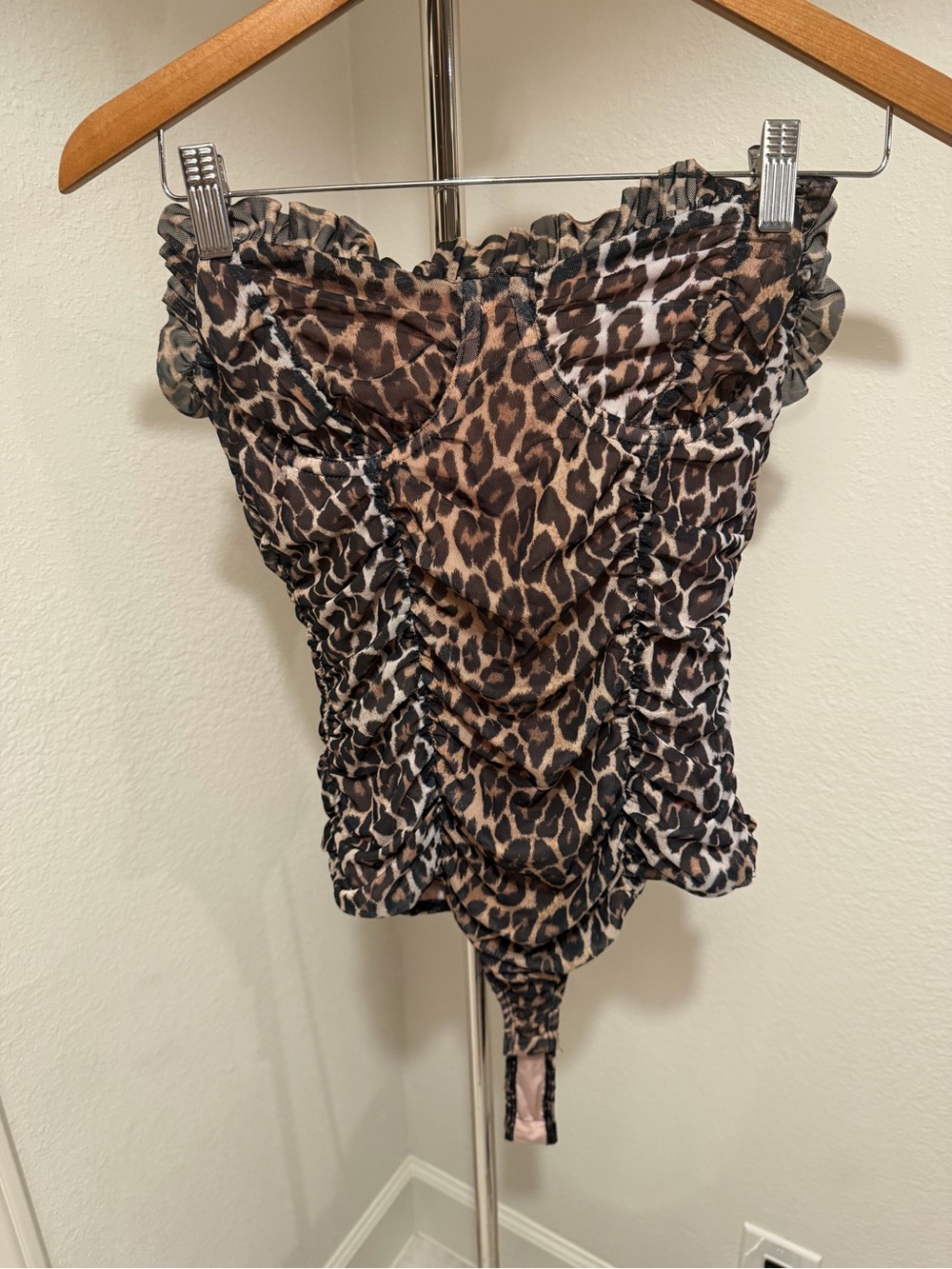 MAJORELLE Leopard Ruched Strapless Bodysuit - Brown & Black